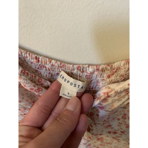 Aeropostale Floral Dress Small Pink Y2K Smocked Cottage Boho Ditsy Coquette - Picture 6 of 8